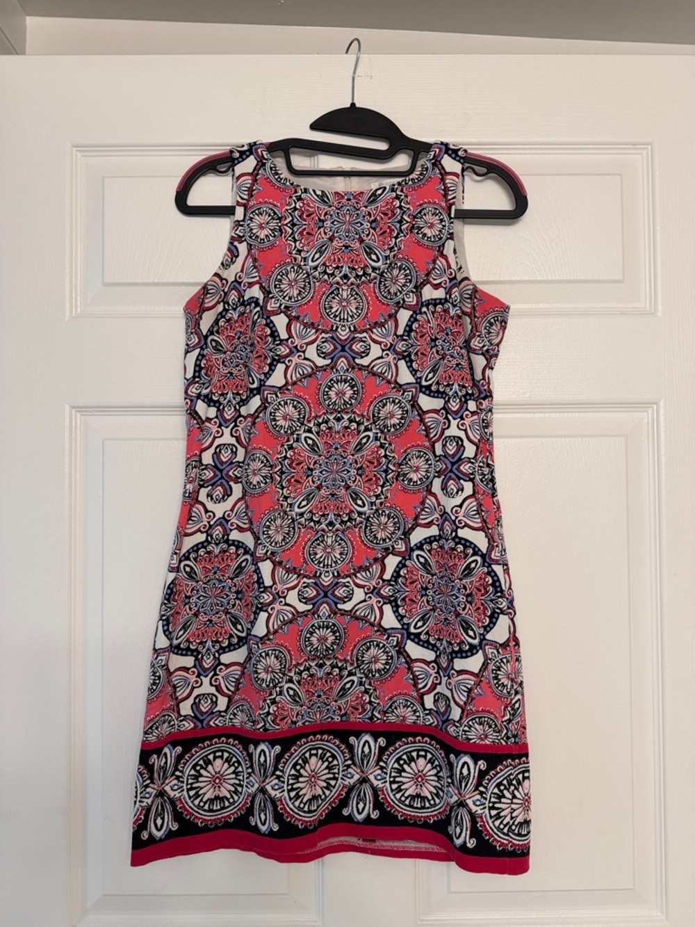 London Times Pink and Navy Medallion Mini Dress